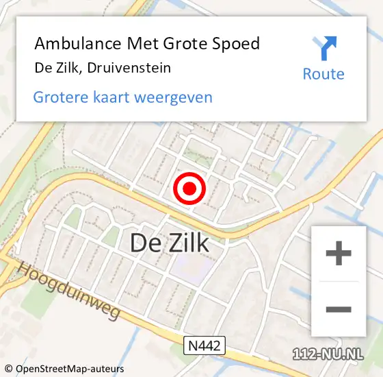 Locatie op kaart van de 112 melding: Ambulance Met Grote Spoed Naar De Zilk, Druivenstein op 11 november 2014 08:01