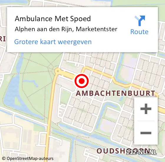 Locatie op kaart van de 112 melding: Ambulance Met Spoed Naar Alphen aan den Rijn, Marketentster op 26 maart 2025 10:06