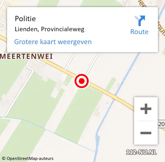 Locatie op kaart van de 112 melding: Politie Lienden, Provincialeweg op 11 november 2014 08:21