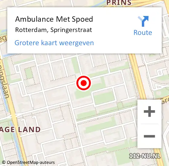 Locatie op kaart van de 112 melding: Ambulance Met Spoed Naar Rotterdam, Springerstraat op 26 maart 2025 11:19
