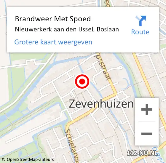 Locatie op kaart van de 112 melding: Brandweer Met Spoed Naar Nieuwerkerk aan den IJssel, Boslaan op 26 maart 2025 12:04