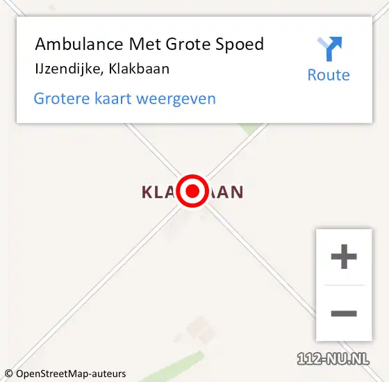 Locatie op kaart van de 112 melding: Ambulance Met Grote Spoed Naar IJzendijke, Klakbaan op 11 november 2014 08:33