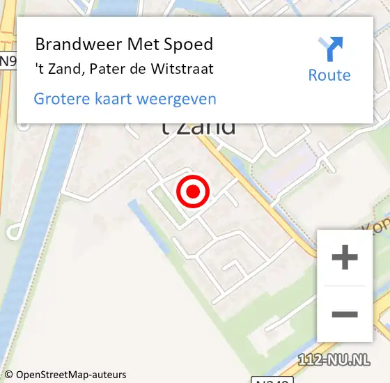 Locatie op kaart van de 112 melding: Brandweer Met Spoed Naar 't Zand, Pater de Witstraat op 26 maart 2025 13:53