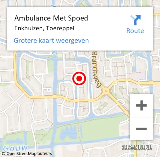 Locatie op kaart van de 112 melding: Ambulance Met Spoed Naar Enkhuizen, Toereppel op 26 maart 2025 15:19