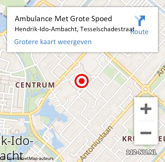 Locatie op kaart van de 112 melding: Ambulance Met Grote Spoed Naar Hendrik-Ido-Ambacht, Tesselschadestraat op 26 maart 2025 15:33