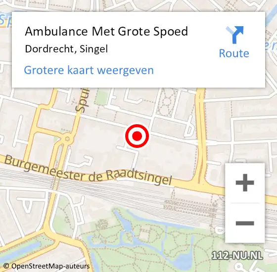 Locatie op kaart van de 112 melding: Ambulance Met Grote Spoed Naar Dordrecht, Singel op 26 maart 2025 17:24