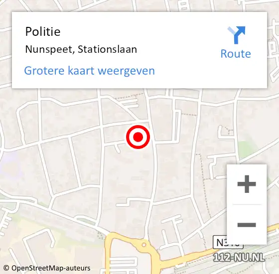 Locatie op kaart van de 112 melding: Politie Nunspeet, Stationslaan op 26 maart 2025 17:30