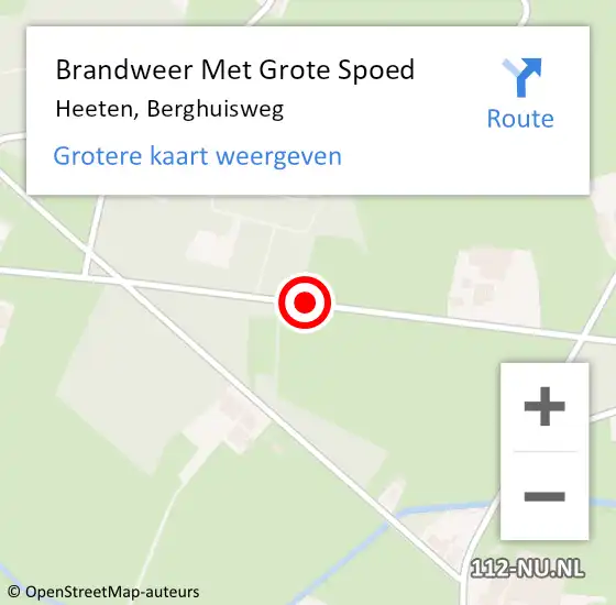 Locatie op kaart van de 112 melding: Brandweer Met Grote Spoed Naar Heeten, Berghuisweg op 20 oktober 2013 17:30