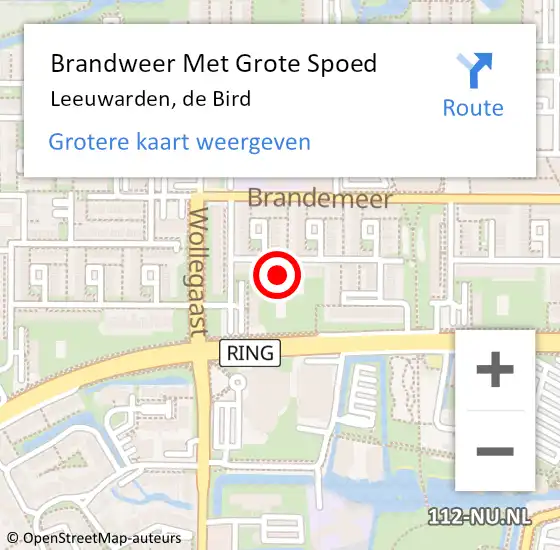 Locatie op kaart van de 112 melding: Brandweer Met Grote Spoed Naar Leeuwarden, de Bird op 26 maart 2025 18:51