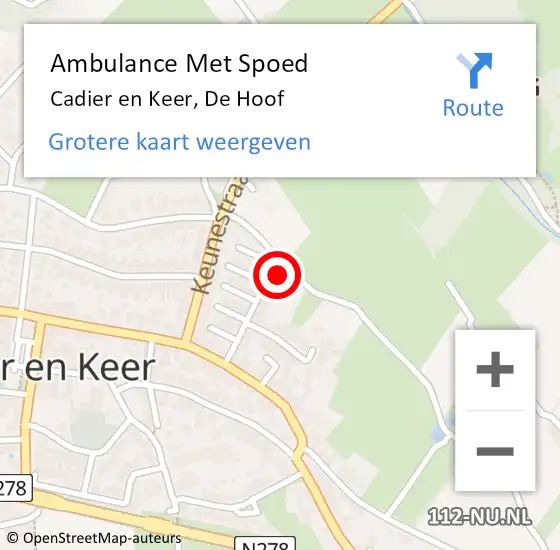 Locatie op kaart van de 112 melding: Ambulance Met Spoed Naar Cadier en Keer, De Hoof op 11 november 2014 09:12