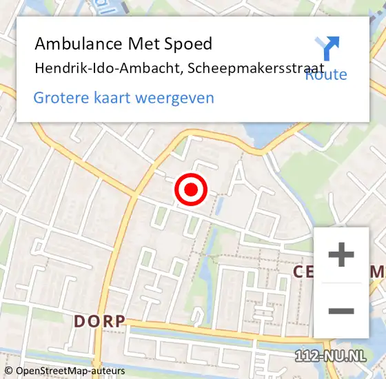 Locatie op kaart van de 112 melding: Ambulance Met Spoed Naar Hendrik-Ido-Ambacht, Scheepmakersstraat op 26 maart 2025 21:19
