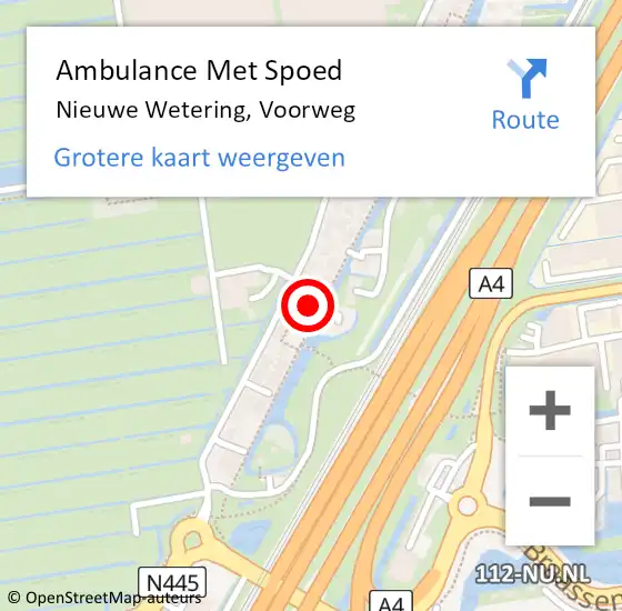 Locatie op kaart van de 112 melding: Ambulance Met Spoed Naar Nieuwe Wetering, Voorweg op 11 november 2014 09:14