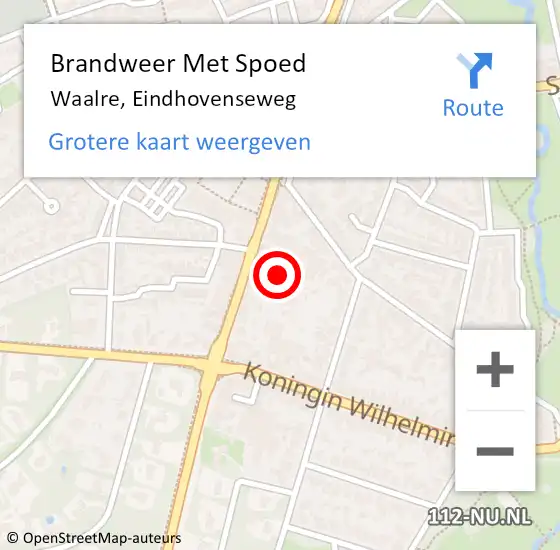Locatie op kaart van de 112 melding: Brandweer Met Spoed Naar Waalre, Eindhovenseweg op 26 maart 2025 23:06