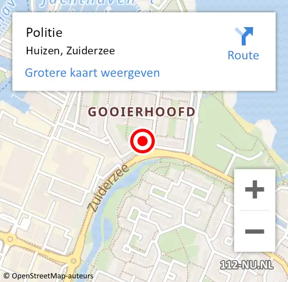 Locatie op kaart van de 112 melding: Politie Huizen, Zuiderzee op 27 maart 2025 06:54
