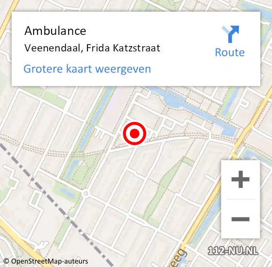 Locatie op kaart van de 112 melding: Ambulance Veenendaal, Frida Katzstraat op 11 november 2014 09:42