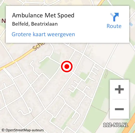 Locatie op kaart van de 112 melding: Ambulance Met Spoed Naar Belfeld, Beatrixlaan op 27 maart 2025 08:25