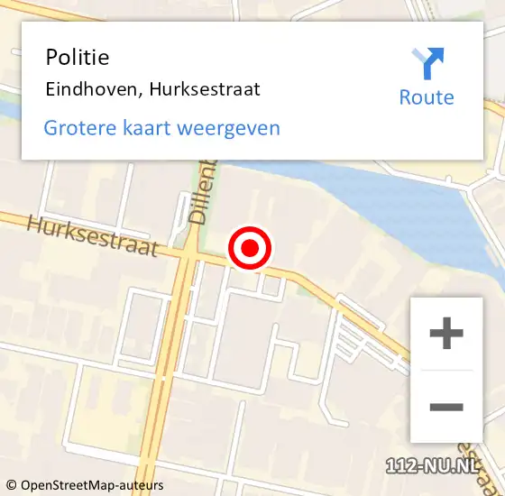 Locatie op kaart van de 112 melding: Politie Eindhoven, Hurksestraat op 27 maart 2025 09:09