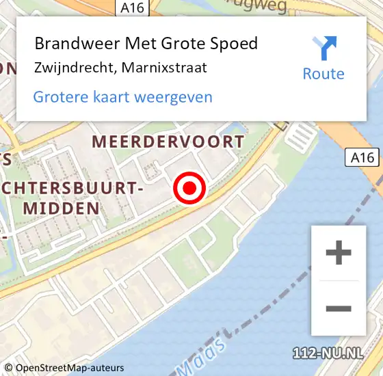 Locatie op kaart van de 112 melding: Brandweer Met Grote Spoed Naar Zwijndrecht, Marnixstraat op 27 maart 2025 11:05