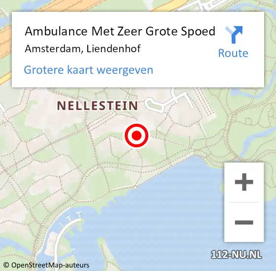 Locatie op kaart van de 112 melding: Ambulance Met Zeer Grote Spoed Naar Amsterdam, Liendenhof op 27 maart 2025 12:04