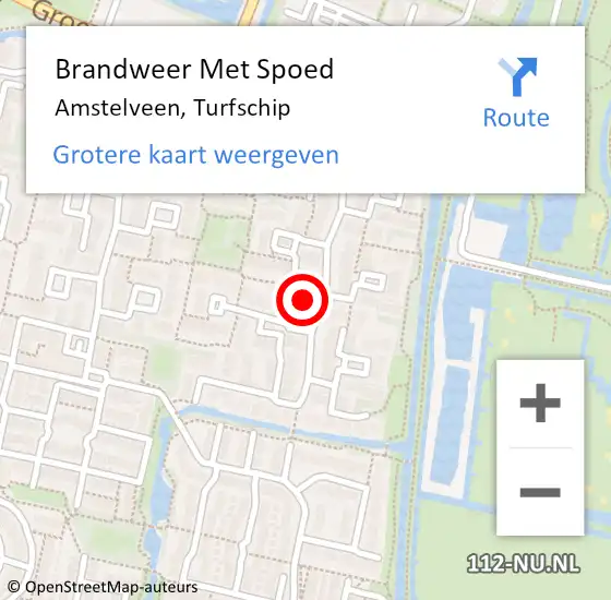 Locatie op kaart van de 112 melding: Brandweer Met Spoed Naar Amstelveen, Turfschip op 27 maart 2025 12:46