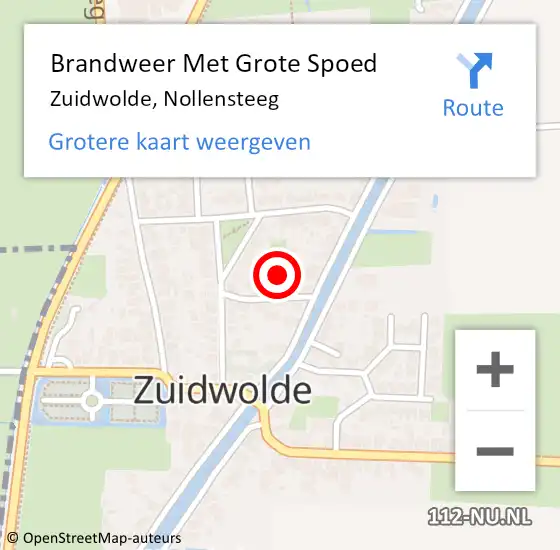 Locatie op kaart van de 112 melding: Brandweer Met Grote Spoed Naar Zuidwolde, Nollensteeg op 27 maart 2025 12:55