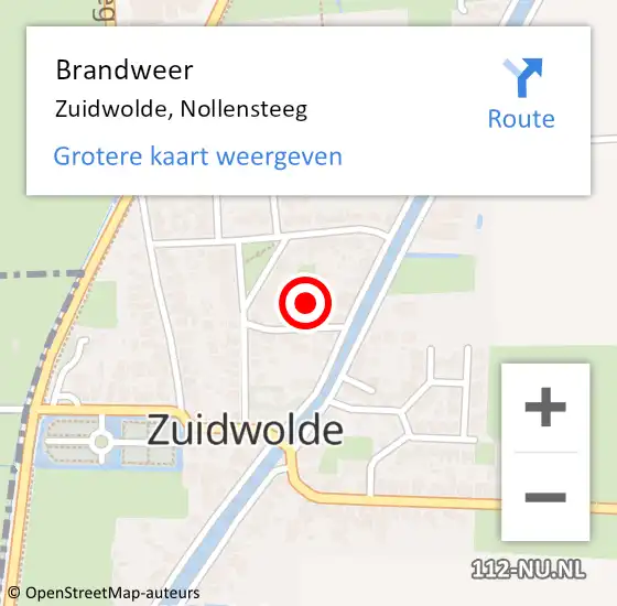 Locatie op kaart van de 112 melding: Brandweer Zuidwolde, Nollensteeg op 27 maart 2025 12:56