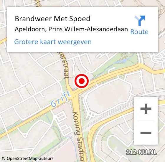 Locatie op kaart van de 112 melding: Brandweer Met Spoed Naar Apeldoorn, Prins Willem-Alexanderlaan op 27 maart 2025 13:00