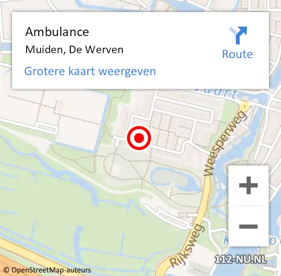 Locatie op kaart van de 112 melding: Ambulance Muiden, De Werven op 11 november 2014 10:21