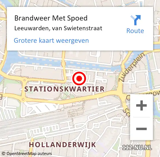 Locatie op kaart van de 112 melding: Brandweer Met Spoed Naar Leeuwarden, van Swietenstraat op 27 maart 2025 16:47