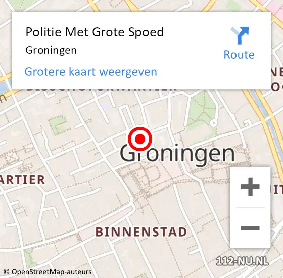 Locatie op kaart van de 112 melding: Politie Met Grote Spoed Naar Groningen op 27 maart 2025 17:47
