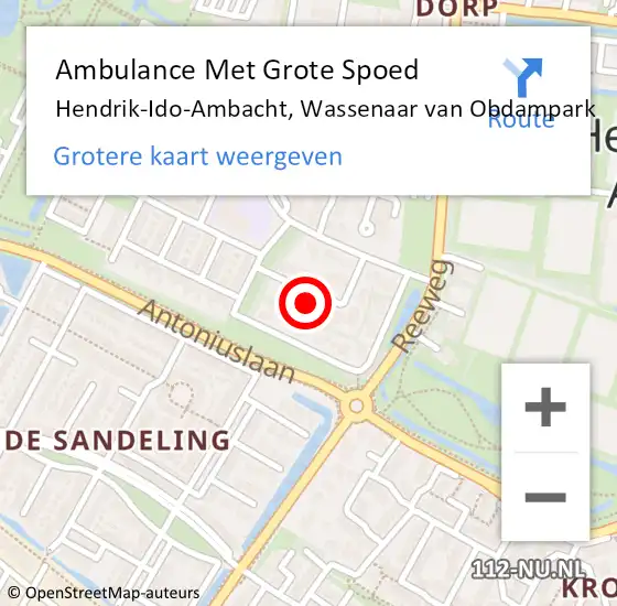 Locatie op kaart van de 112 melding: Ambulance Met Grote Spoed Naar Hendrik-Ido-Ambacht, Wassenaar van Obdampark op 28 maart 2025 05:59