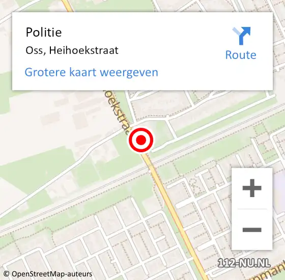 Locatie op kaart van de 112 melding: Politie Oss, Heihoekstraat op 28 maart 2025 10:58