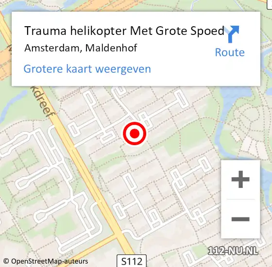 Locatie op kaart van de 112 melding: Trauma helikopter Met Grote Spoed Naar Amsterdam, Maldenhof op 28 maart 2025 11:00
