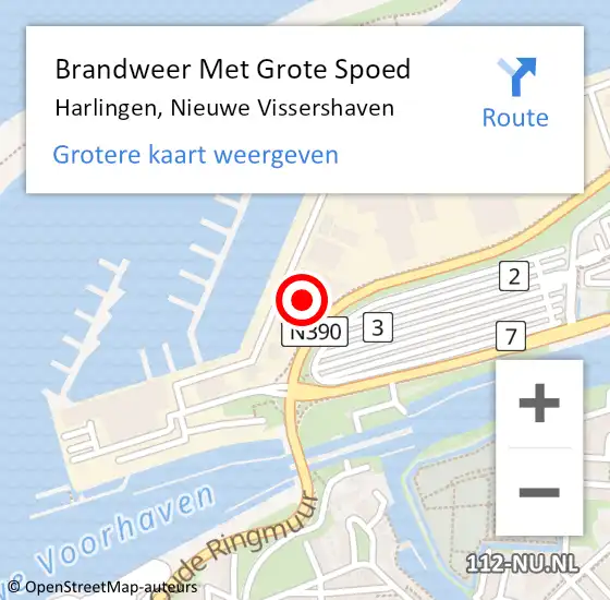 Locatie op kaart van de 112 melding: Brandweer Met Grote Spoed Naar Harlingen, Nieuwe Vissershaven op 28 maart 2025 11:40