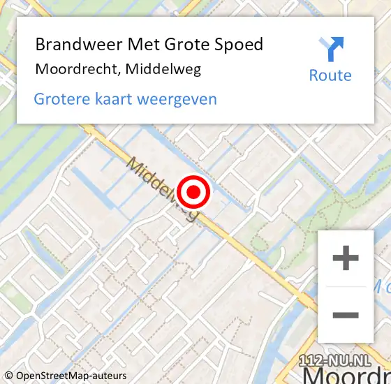 Locatie op kaart van de 112 melding: Brandweer Met Grote Spoed Naar Moordrecht, Middelweg op 28 maart 2025 13:43