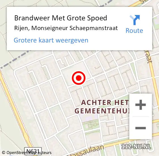 Locatie op kaart van de 112 melding: Brandweer Met Grote Spoed Naar Rijen, Monseigneur Schaepmanstraat op 11 november 2014 12:24