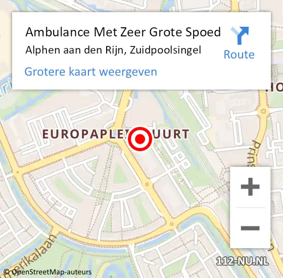Locatie op kaart van de 112 melding: Ambulance Met Zeer Grote Spoed Naar Alphen aan den Rijn, Zuidpoolsingel op 28 maart 2025 15:47
