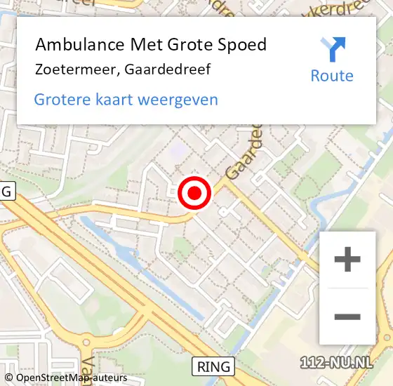 Locatie op kaart van de 112 melding: Ambulance Met Grote Spoed Naar Zoetermeer, Gaardedreef op 28 maart 2025 17:55
