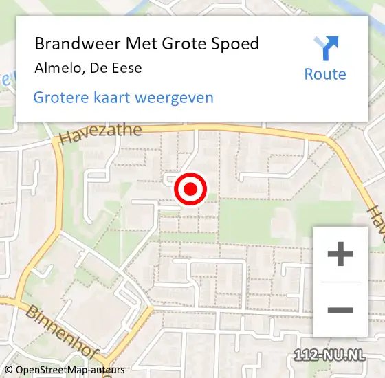 Locatie op kaart van de 112 melding: Brandweer Met Grote Spoed Naar Almelo, De Eese op 28 maart 2025 18:09