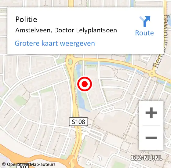 Locatie op kaart van de 112 melding: Politie Amstelveen, Doctor Lelyplantsoen op 11 november 2014 13:02