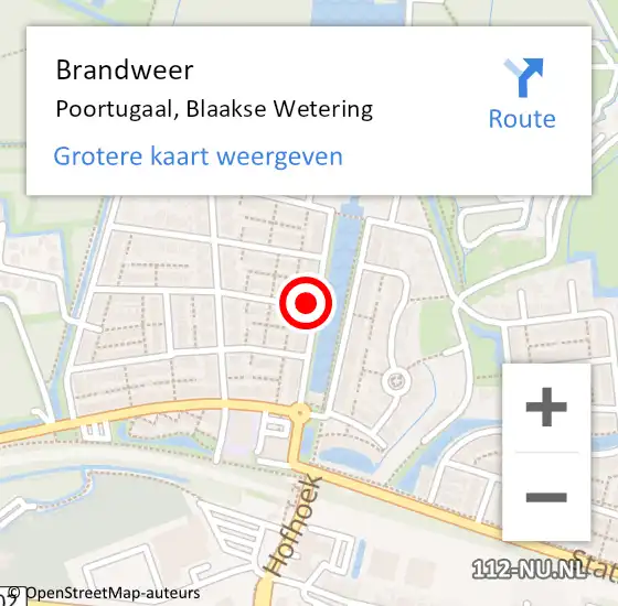 Locatie op kaart van de 112 melding: Brandweer Poortugaal, Blaakse Wetering op 28 maart 2025 22:54