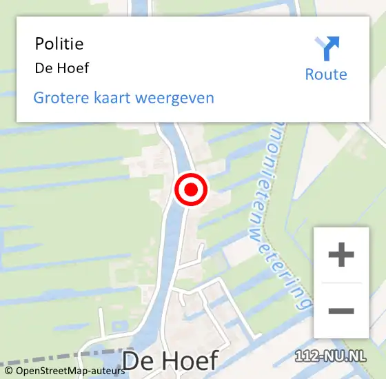 Locatie op kaart van de 112 melding: Politie De Hoef op 11 november 2014 13:14