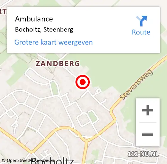 Locatie op kaart van de 112 melding: Ambulance Bocholtz, Steenberg op 11 november 2014 13:15