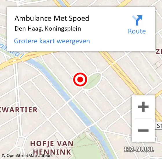 Locatie op kaart van de 112 melding: Ambulance Met Spoed Naar Den Haag, Koningsplein op 29 maart 2025 06:48