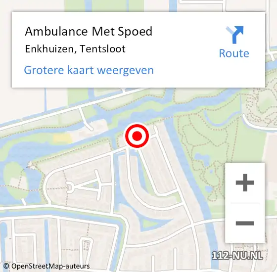 Locatie op kaart van de 112 melding: Ambulance Met Spoed Naar Enkhuizen, Tentsloot op 29 maart 2025 07:26