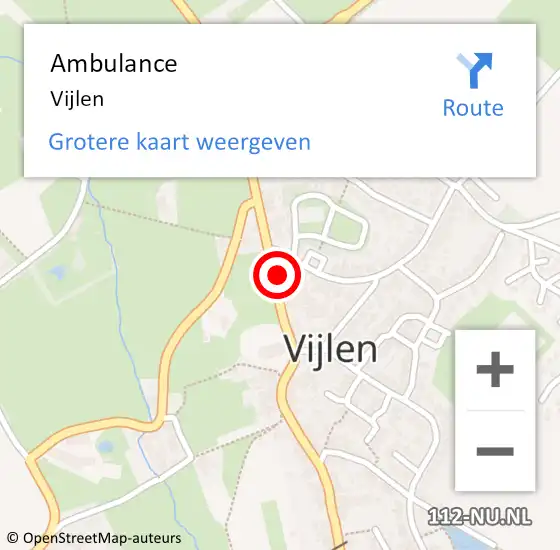 Locatie op kaart van de 112 melding: Ambulance Vijlen op 11 november 2014 13:41