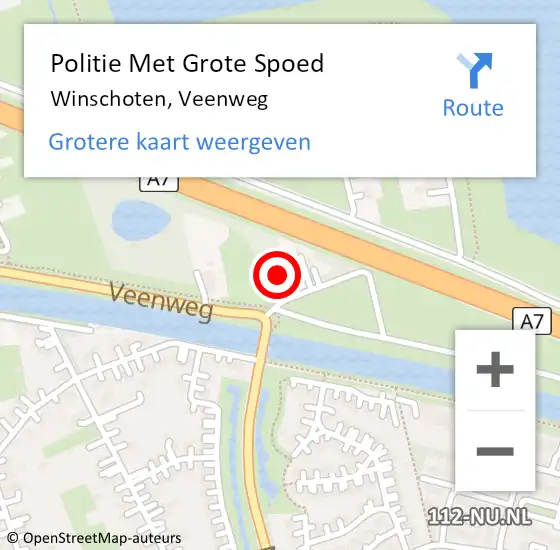 Locatie op kaart van de 112 melding: Politie Met Grote Spoed Naar Winschoten, Veenweg op 29 maart 2025 11:15
