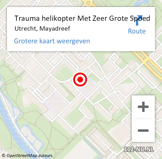 Locatie op kaart van de 112 melding: Trauma helikopter Met Zeer Grote Spoed Naar Utrecht, Mayadreef op 29 maart 2025 11:16