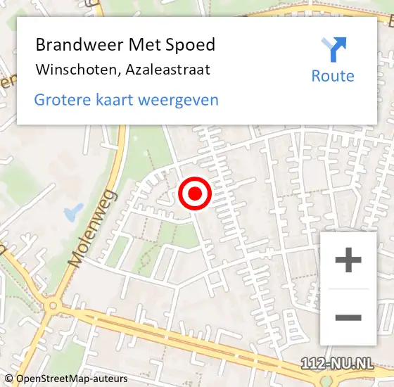 Locatie op kaart van de 112 melding: Brandweer Met Spoed Naar Winschoten, Azaleastraat op 29 maart 2025 12:44