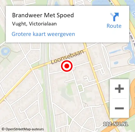 Locatie op kaart van de 112 melding: Brandweer Met Spoed Naar Vught, Victorialaan op 29 maart 2025 12:45
